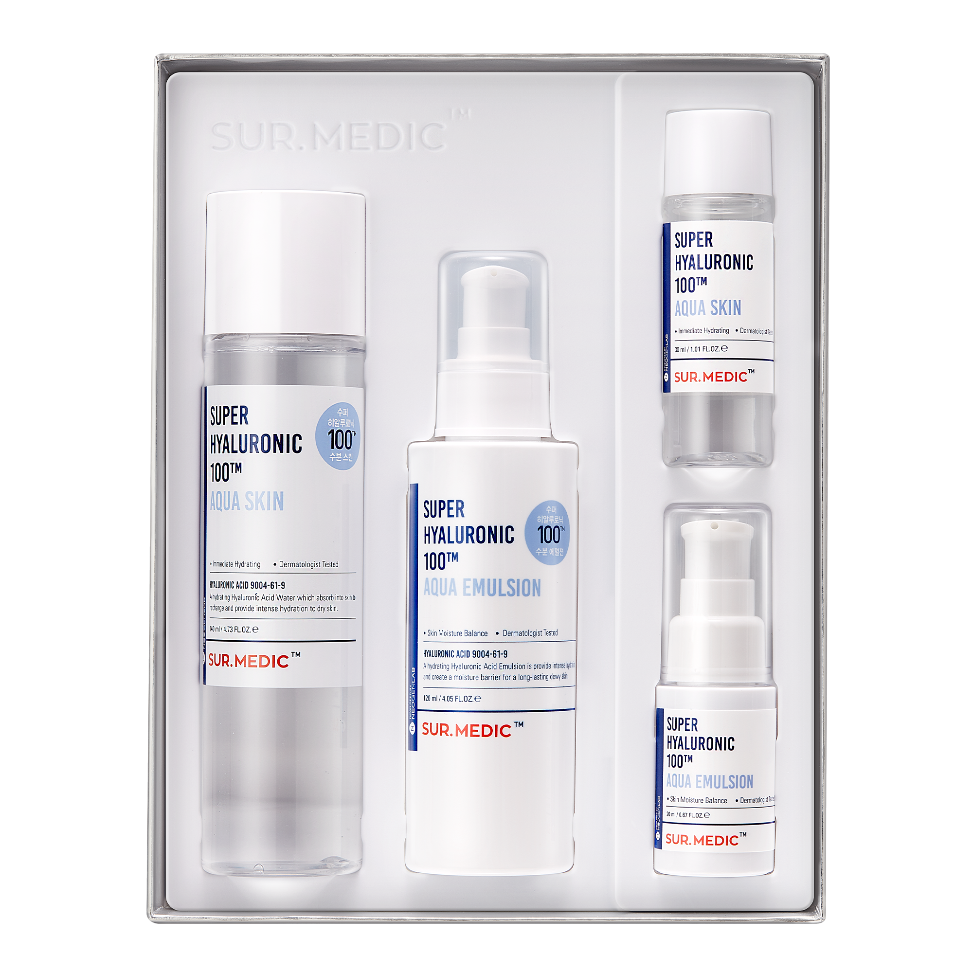 SUR.MEDIC SUPER HYALURONIC 100TM AQUA SKIN CARE SET (SKIN/EMULSION)