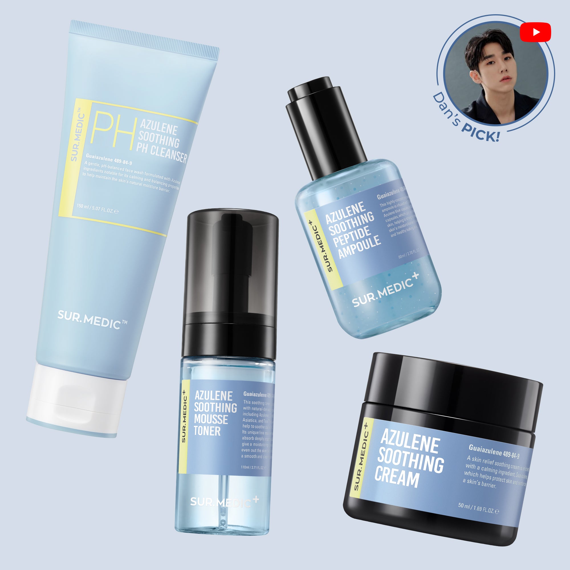 SUR.MEDIC+ AZULENE LINE BUNDLE (CLEANSER + TONER + AMPOULE + CREAM)